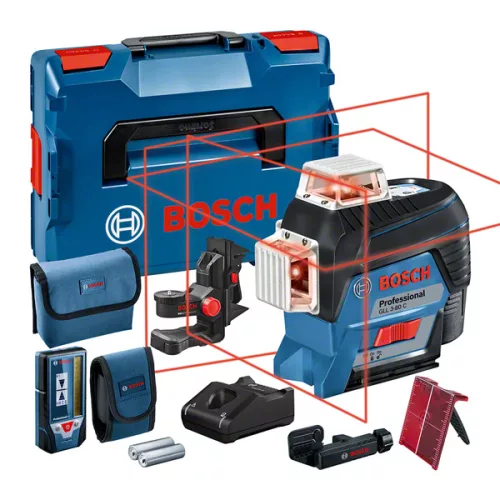 BOSCH 0601063R05 GLL 3-80 C Vonallézer (1x2,0Ah) + BM 1 Tartó + LR 7 Lézervevő + L-Boxx 136 
