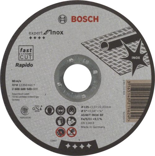 BOSCH 2608600549 Expert for Inox AS 60 T INOX BF Rapido egyenes AS 60 T INOX BF, 125 mm, 1,0 mm
