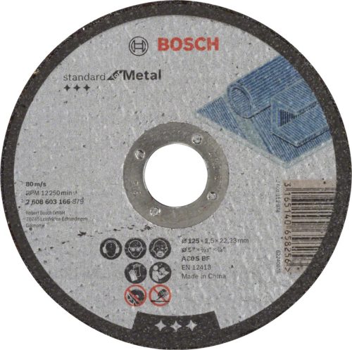 BOSCH 2608603166 Standard for Metal A 30 S BF egyenes A 30 S BF, 125 mm, 22,23 mm, 2,5 mm
