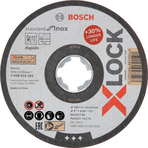 BOSCH 2608619262  X-LOCK Vágótárcsa Standard Inox WA 60 T BF 125 x 1,6 mm T41