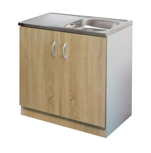Komplett mosogató szekrény 80x50, nyílóajtós, 1med.tál, sonoma front