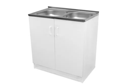 Komplett mosogató szekrény 80x50, nyílóajtós, 2med.tál, fehér front