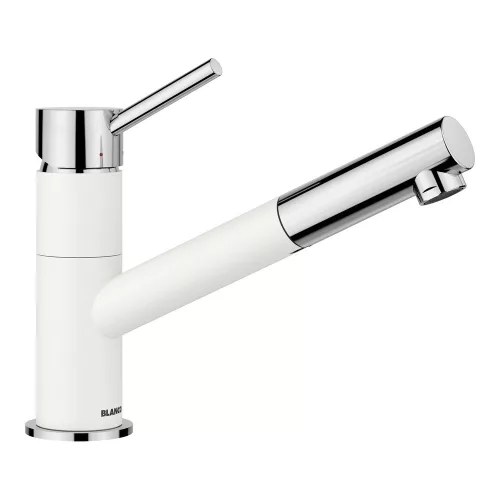 BLANCO KANO-S kihúzható fejes csaptelep, fehér/króm, SILGRANIT-Look, HD