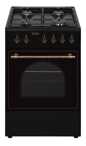EVIDO FREE GE55A gáztűzhely, rusztikus design, 50x55 cm, elektromos sütő, 48 l, antracit/bronz