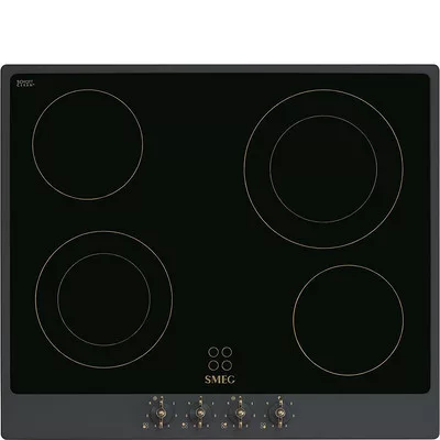 SMEG KERÁMIA FŐZŐLAP, Colonial design, 60 cm, 4 főzőzóna, antracit