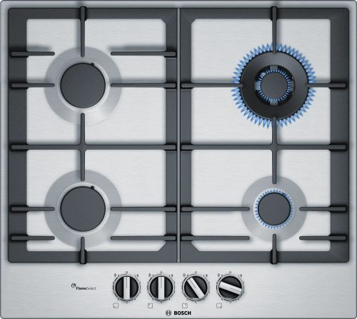 Bosch PCH6A5B90 Serie|6 Beépíthető gázfőzőlap | Flame Select | WOK | 60 cm | Nemesacél