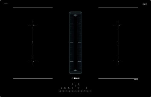 Bosch PVQ811F15E Serie|6 Beépíthető indukciós főzőlap, beépített elszívóval | DirectSelect | PowerBoost | CombiZone | AutoOn | 80 cm | Fekete