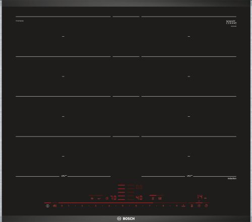 BOSCH PXY675DE3E Serie|8 Beépíthető indukciós főzőlap | DirectSelect Premium | PowerBoost | PanBoost | Kiterjesztett FlexZone | Komfort Profil | PerfectCook | 60 cm | Fekete
