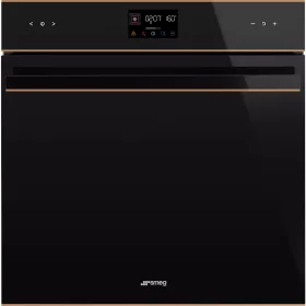   SMEG PIROLITIKUS HŐLÉGKEVERÉSES SÜTŐ, Dolce Stil Novo design, Galileo, 60 cm, ES LCD, fekete üveg, réz dísz