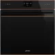 SMEG PIROLITIKUS HŐLÉGKEVERÉSES SÜTŐ, Dolce Stil Novo design, Galileo, 60 cm, ES LCD, fekete üveg, réz dísz