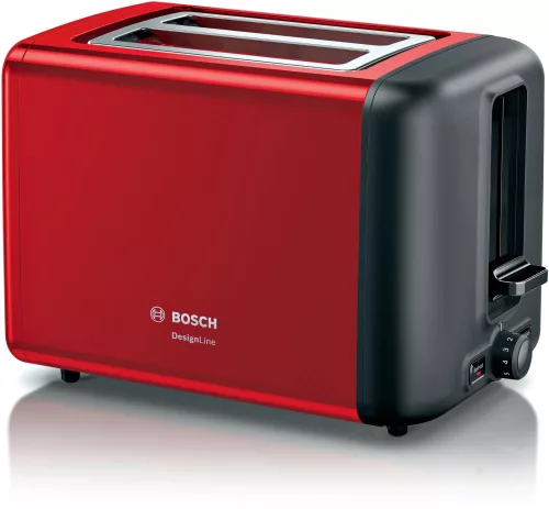 Bosch TAT3P424 kenyérpirító, 2 szeletes, DesignLine, metálpiros-fekete