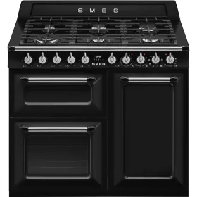   SMEG SZABADONÁLLÓ TŰZHELY, Victoria design, 100 cm, 3 sütőtér, 8 funkció, gáz főzőlap, fekete